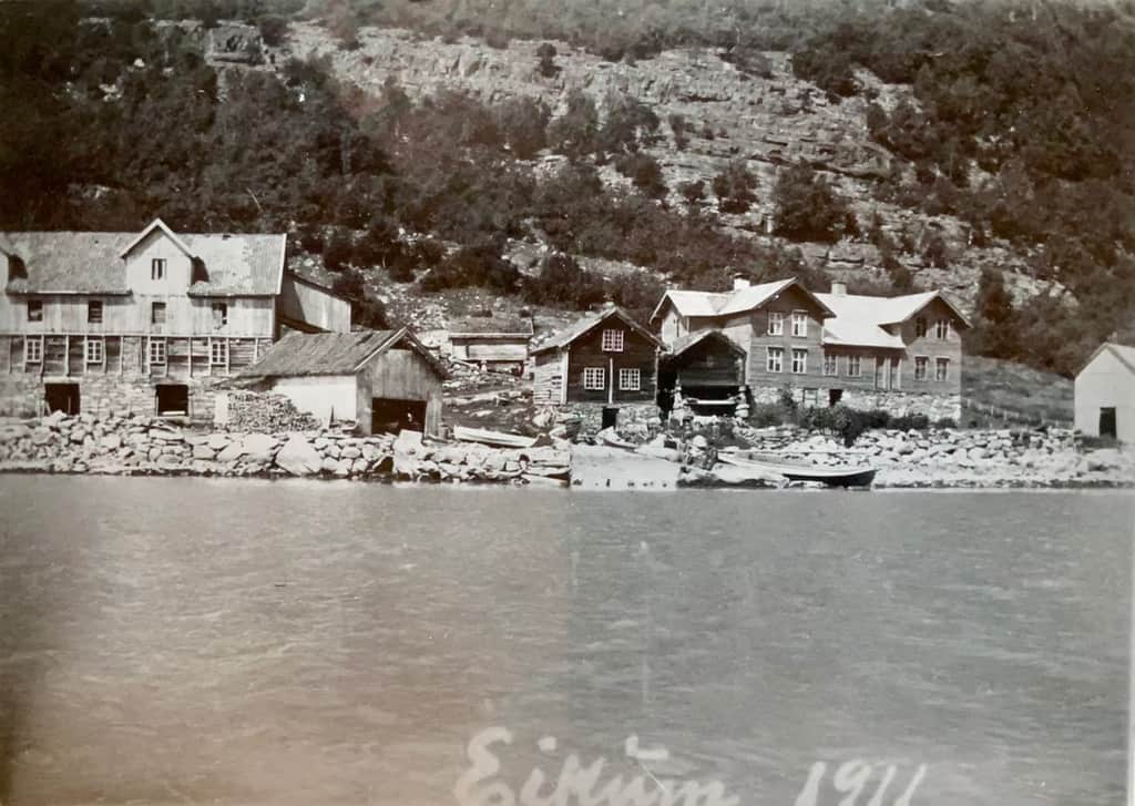 Ytre Eikjo farm seen from the sea, the year 1911